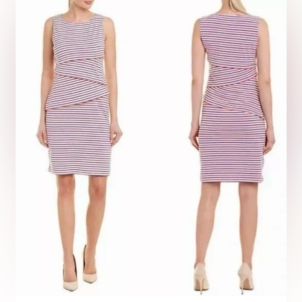 J. McLaughlin Nicola Tiered Knit Dress Patriotic in Bon Voyage Size Medium❤️💙🤍